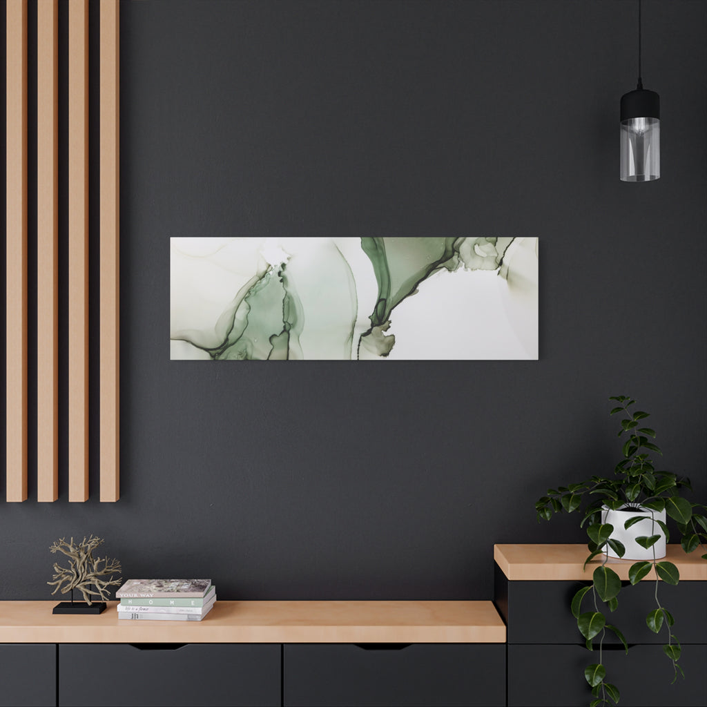 Green Ink Abstract Matte Canvas Print — Stretched 1.25" Wall Art