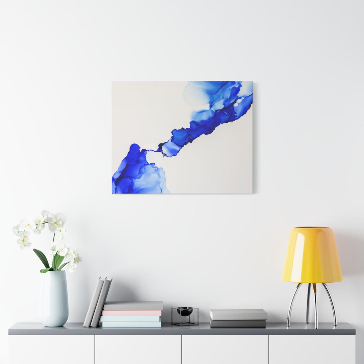 Blue Ink Abstract Matte Canvas Print — Stretched 1.25\"