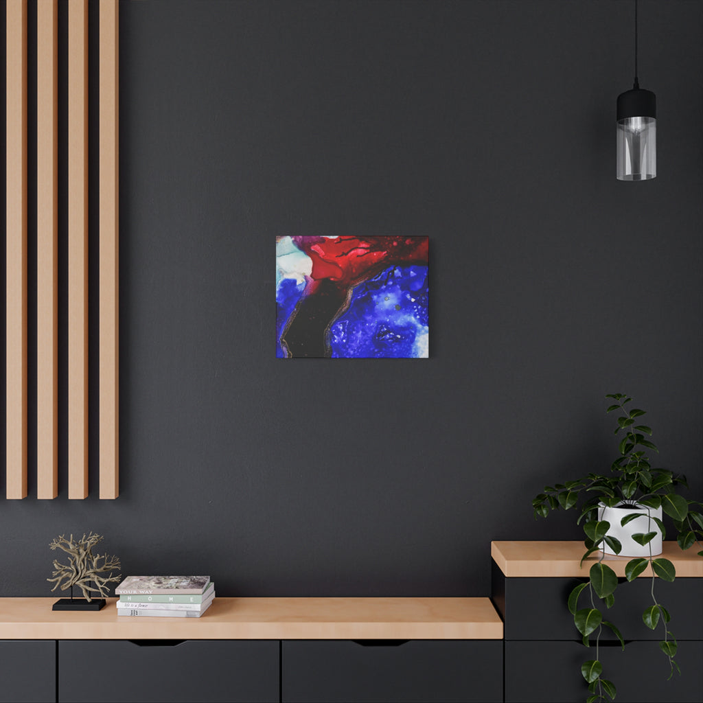 Abstract Geode Resin Art Canvas – Blue & Red Fluid Wall Art (Matte Stretched)