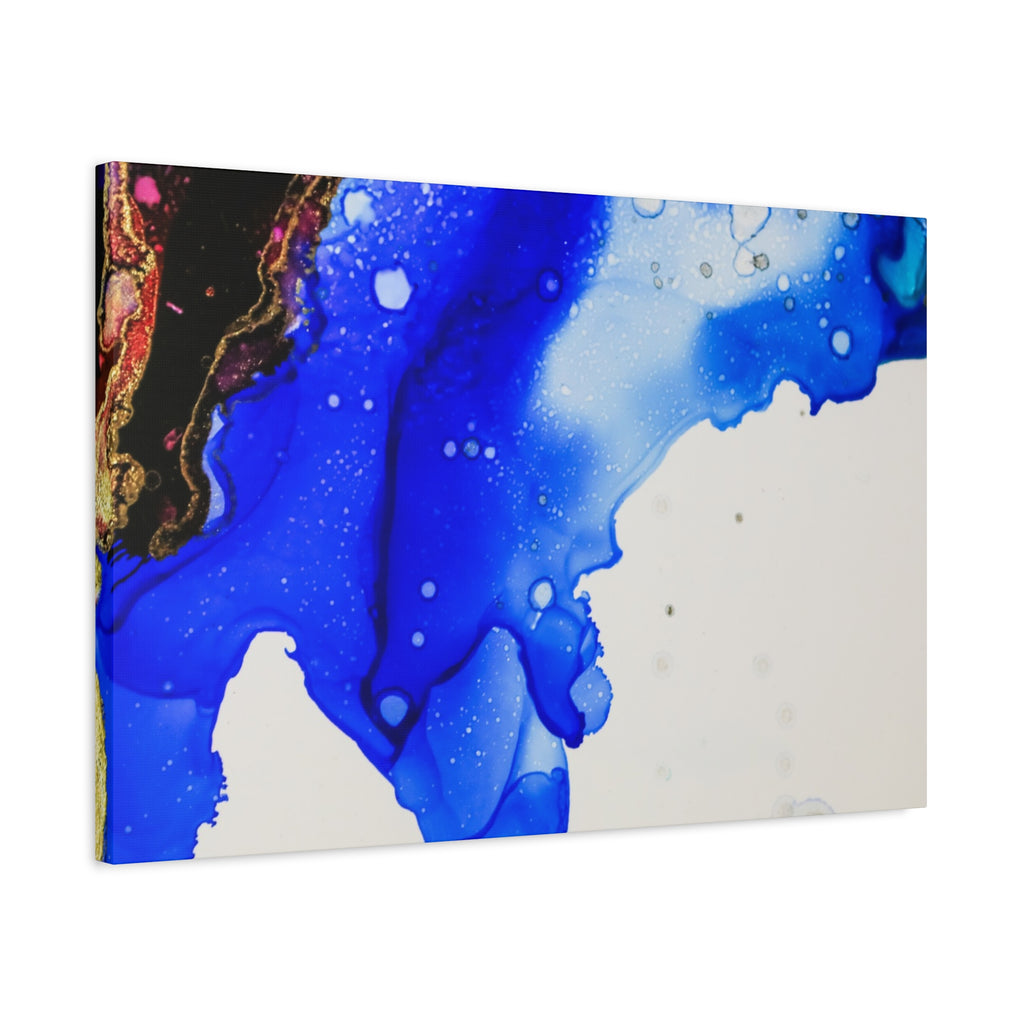 Abstract Blue Ink Art Canvas Print — Oceanic Fluid Painting