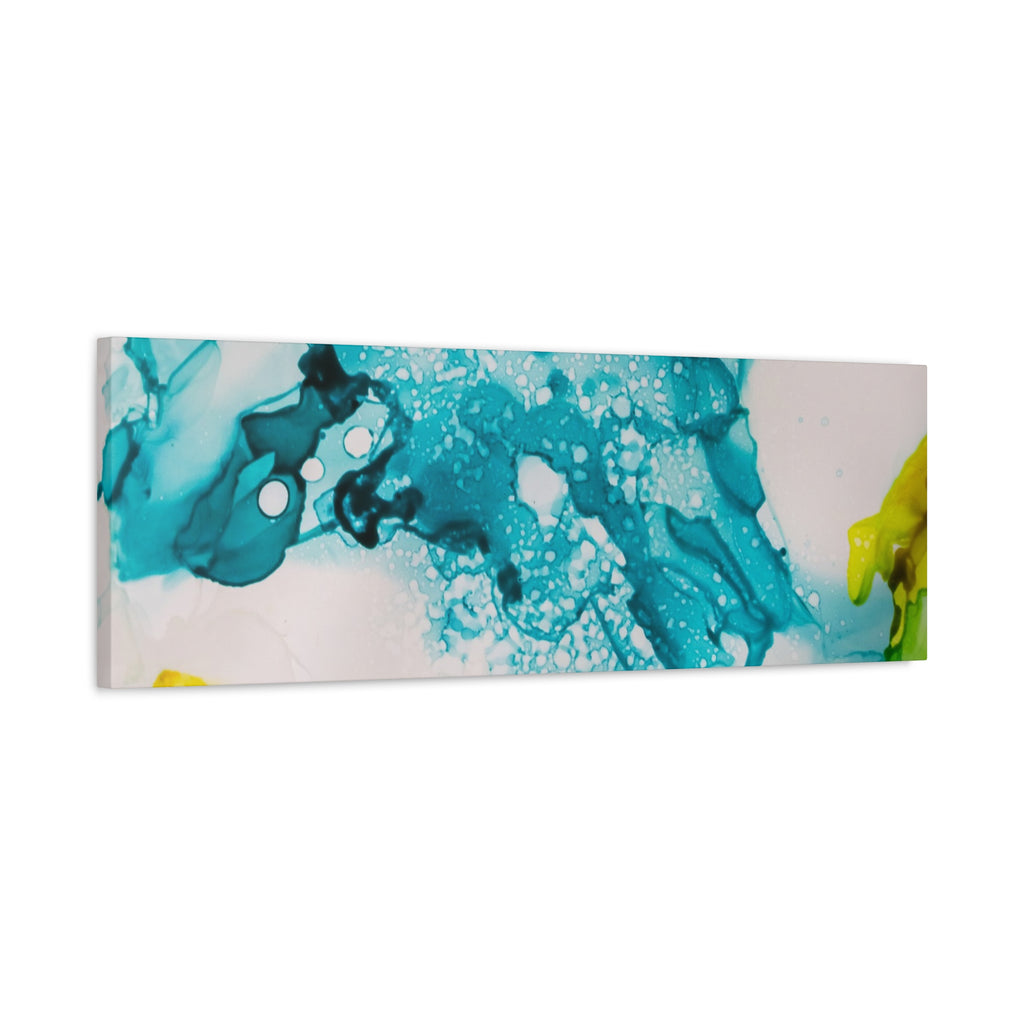 Teal & Yellow Abstract Fluid Art Canvas