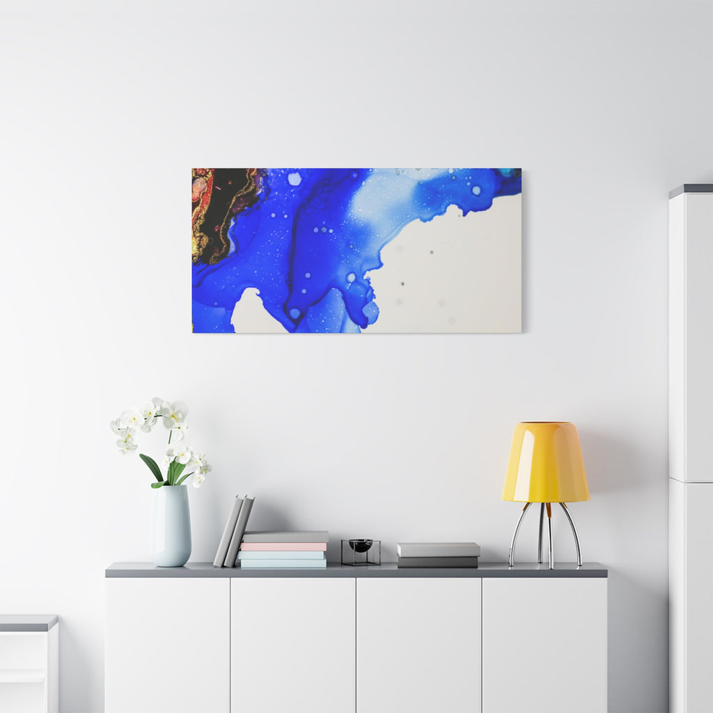 Abstract Blue Ink Art Canvas Print — Oceanic Fluid Painting