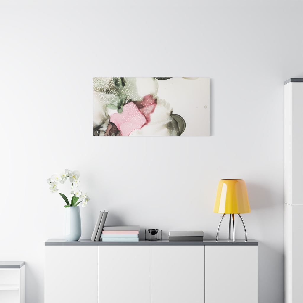 Abstract Pink & Sage Alcohol Ink Canvas Print — Modern Wall Art