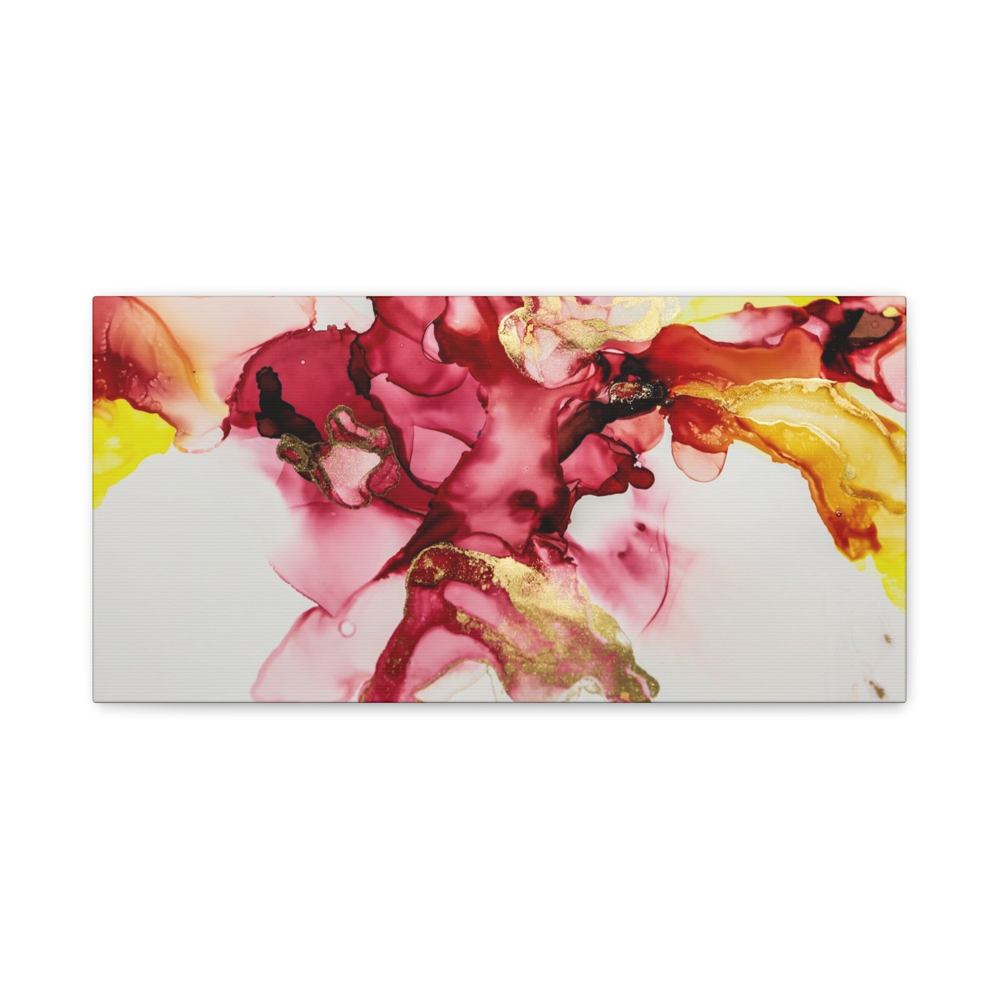 Abstract Pink & Gold Alcohol Ink Art Canvas Print — Matte Stretched Wall Art