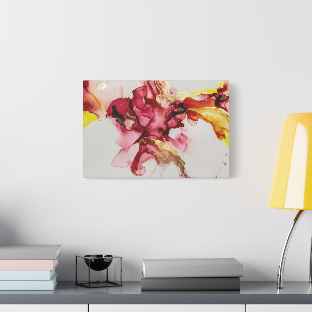 Abstract Pink & Gold Alcohol Ink Art Canvas Print — Matte Stretched Wall Art