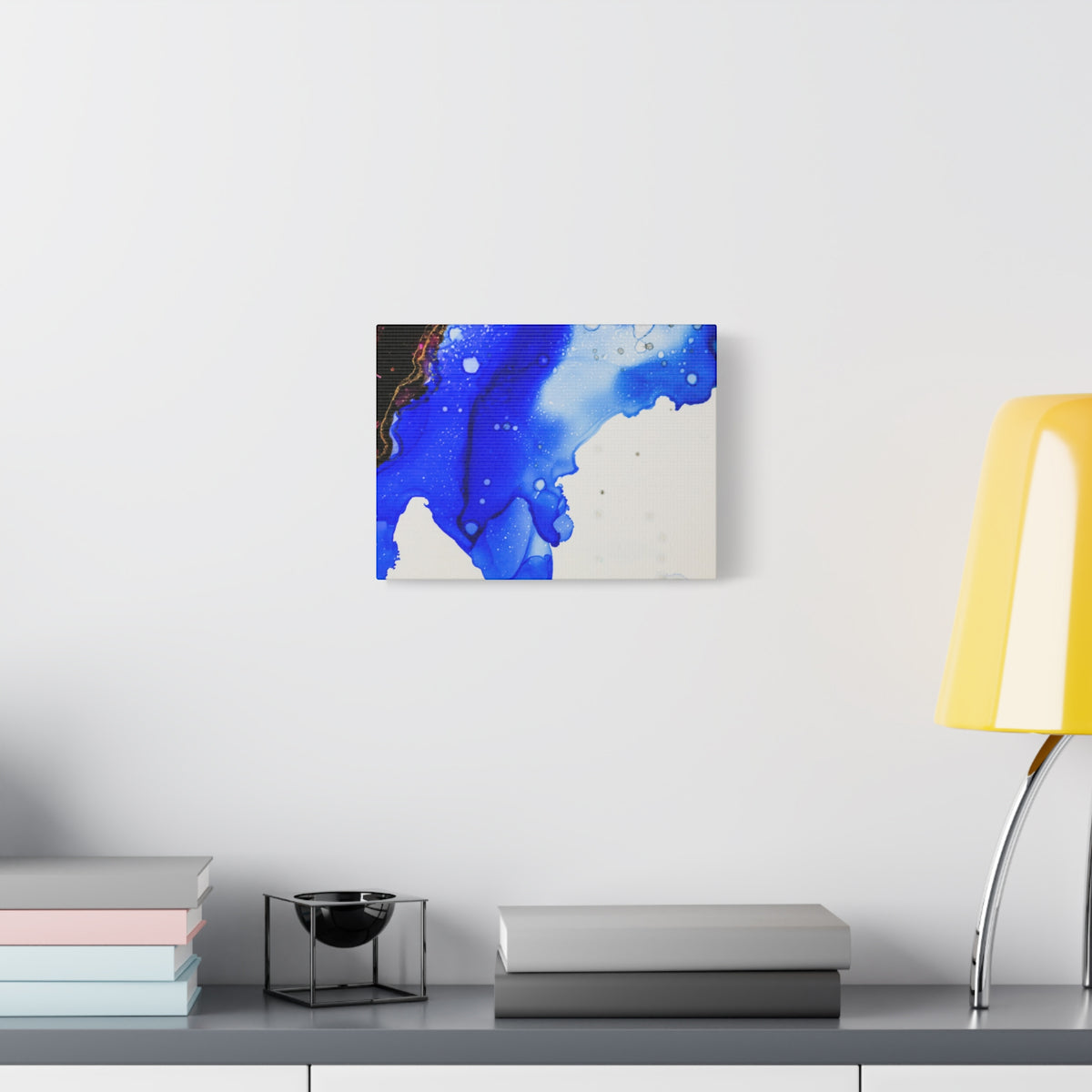 Abstract Blue Ink Art Canvas Print — Oceanic Fluid Painting