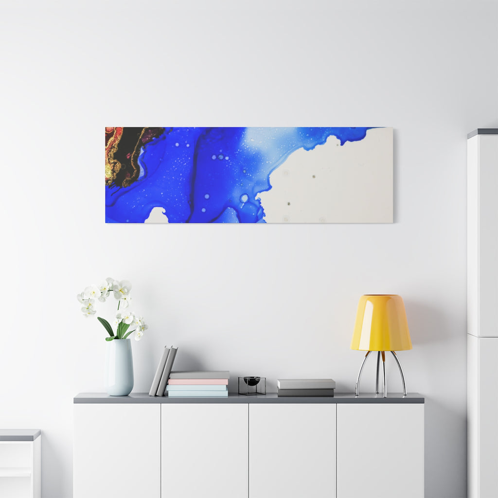 Abstract Blue Ink Art Canvas Print — Oceanic Fluid Painting