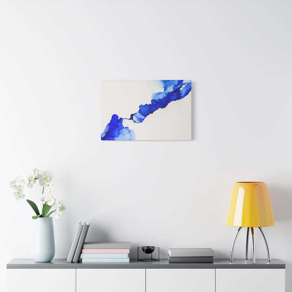 Blue Ink Abstract Matte Canvas Print — Stretched 1.25\"