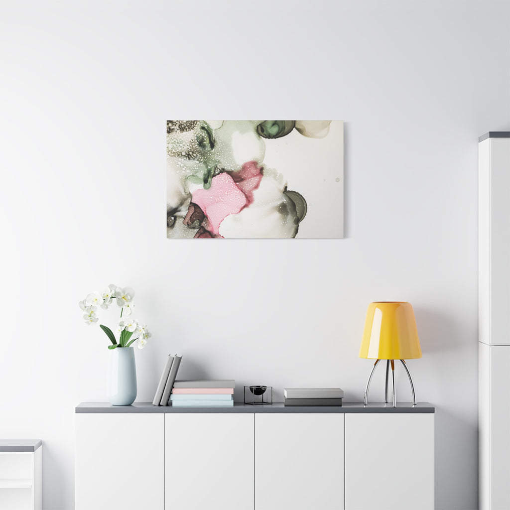 Abstract Pink & Sage Alcohol Ink Canvas Print — Modern Wall Art