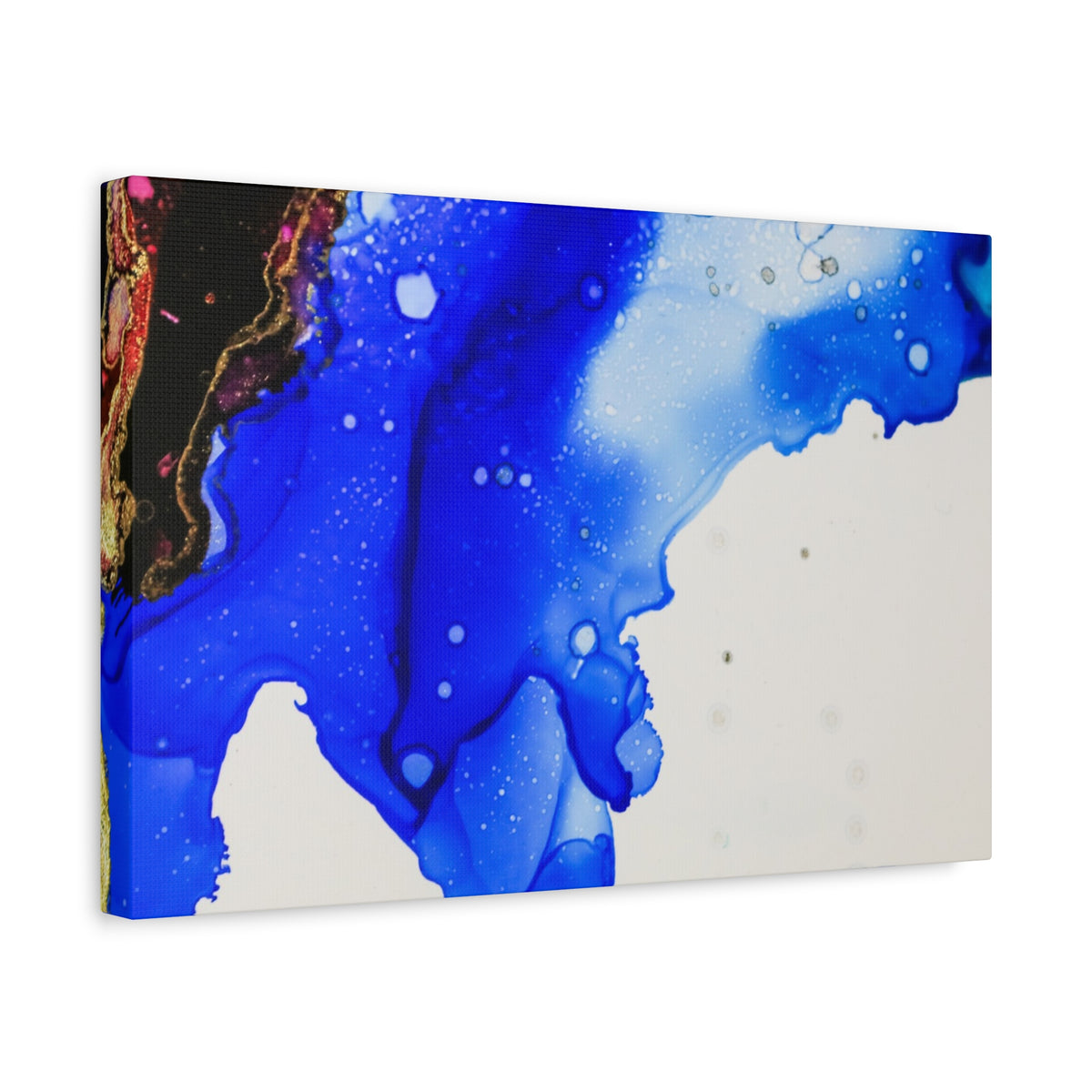 Abstract Blue Ink Art Canvas Print — Oceanic Fluid Painting
