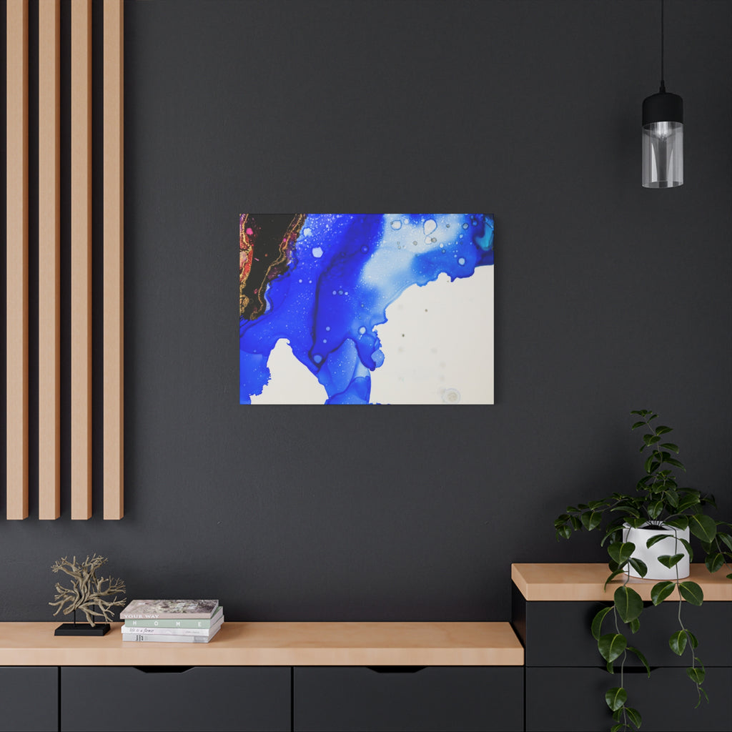 Abstract Blue Ink Art Canvas Print — Oceanic Fluid Painting