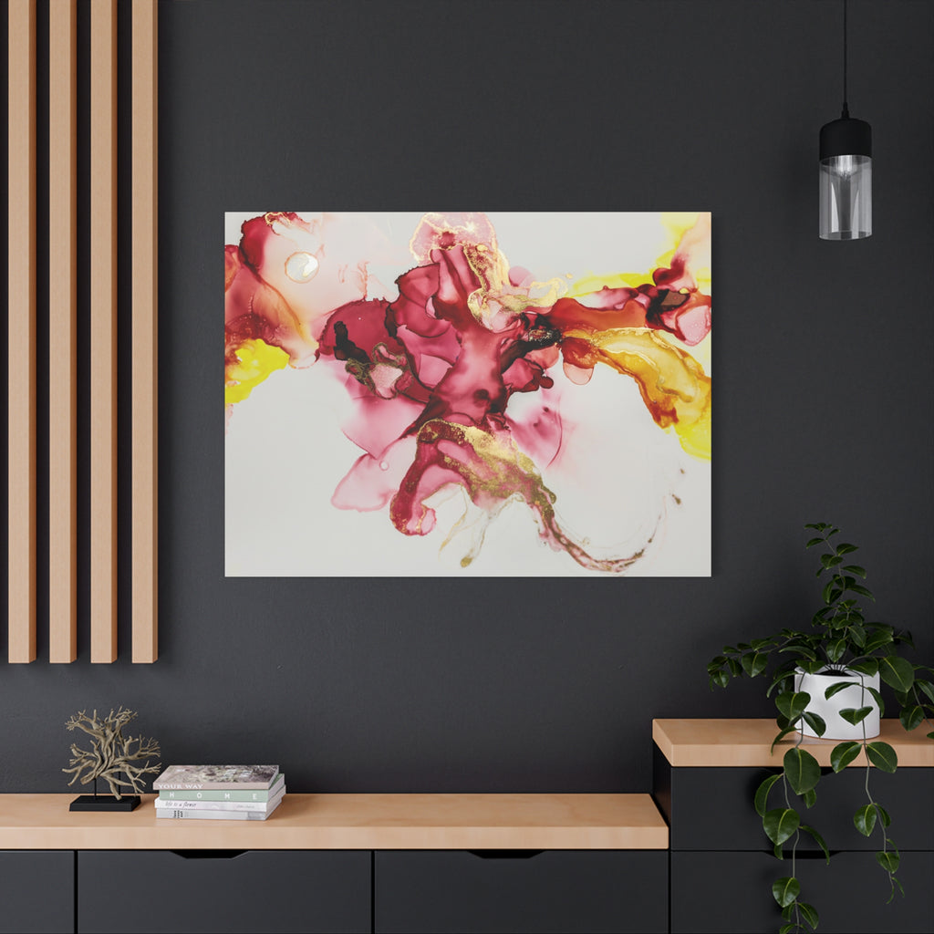 Abstract Pink & Gold Alcohol Ink Art Canvas Print — Matte Stretched Wall Art
