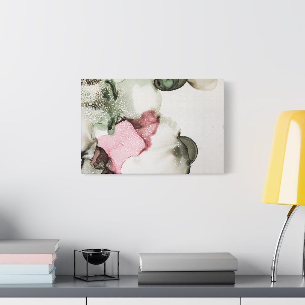 Abstract Pink & Sage Alcohol Ink Canvas Print — Modern Wall Art
