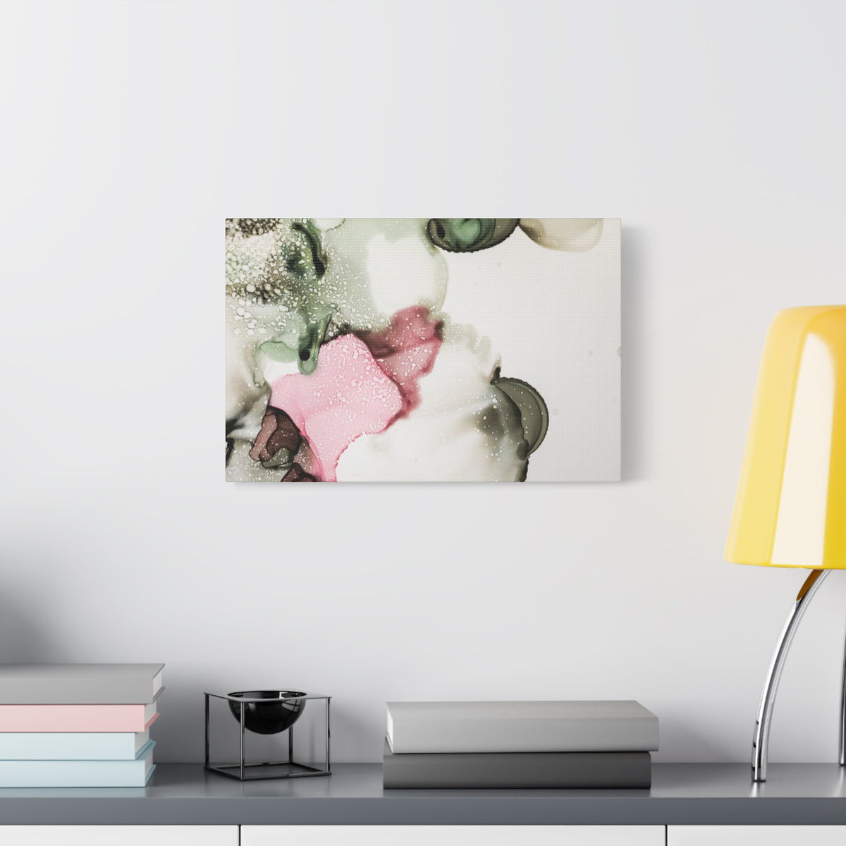 Abstract Pink & Sage Alcohol Ink Canvas Print — Modern Wall Art