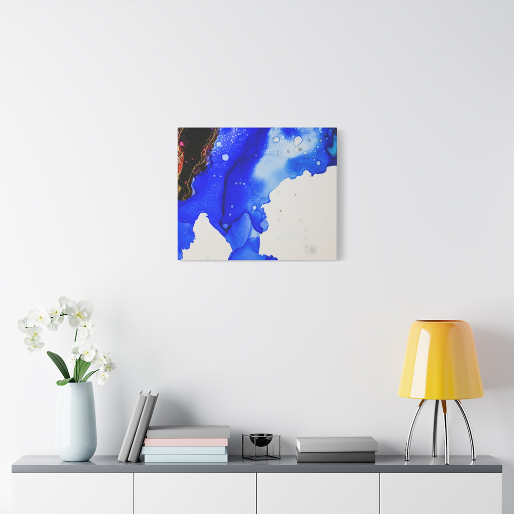 Abstract Blue Ink Art Canvas Print — Oceanic Fluid Painting