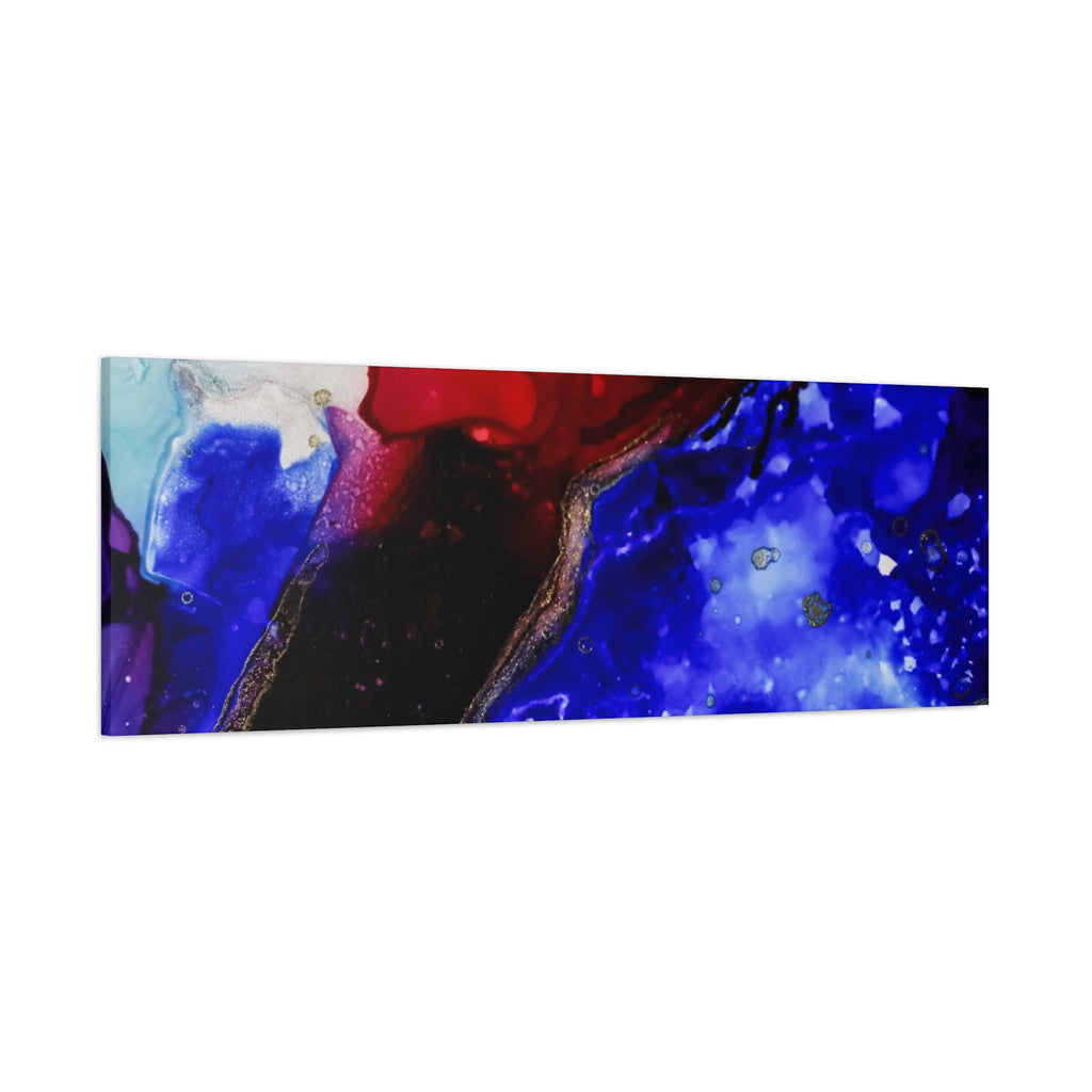 Abstract Geode Resin Art Canvas – Blue & Red Fluid Wall Art (Matte Stretched)