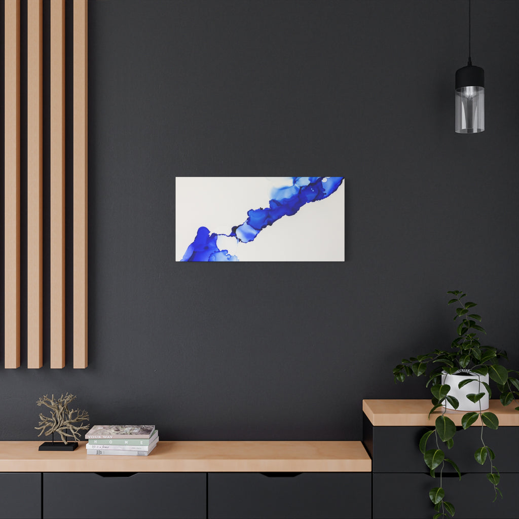Blue Ink Abstract Matte Canvas Print — Stretched 1.25\"