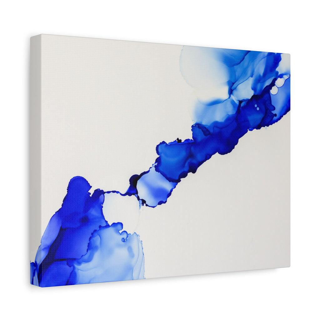Blue Ink Abstract Matte Canvas Print — Stretched 1.25\"