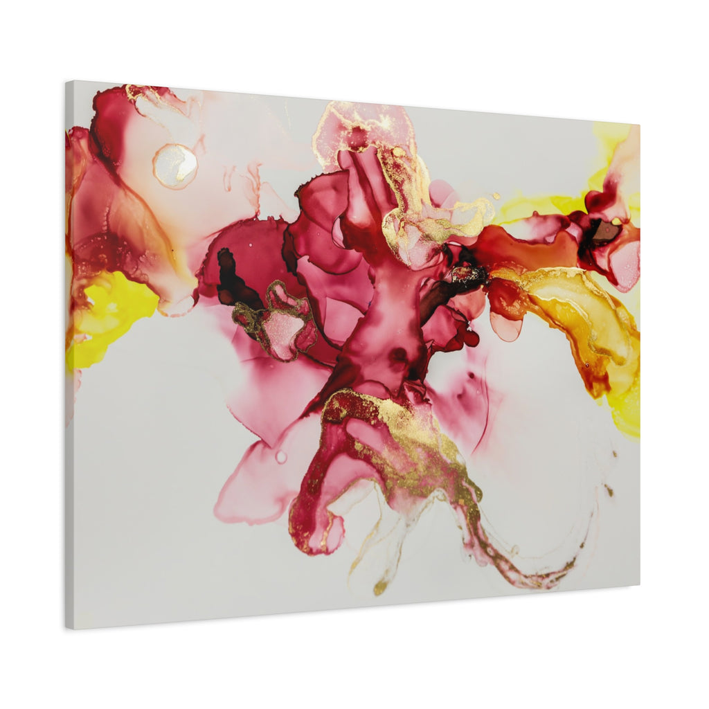 Abstract Pink & Gold Alcohol Ink Art Canvas Print — Matte Stretched Wall Art