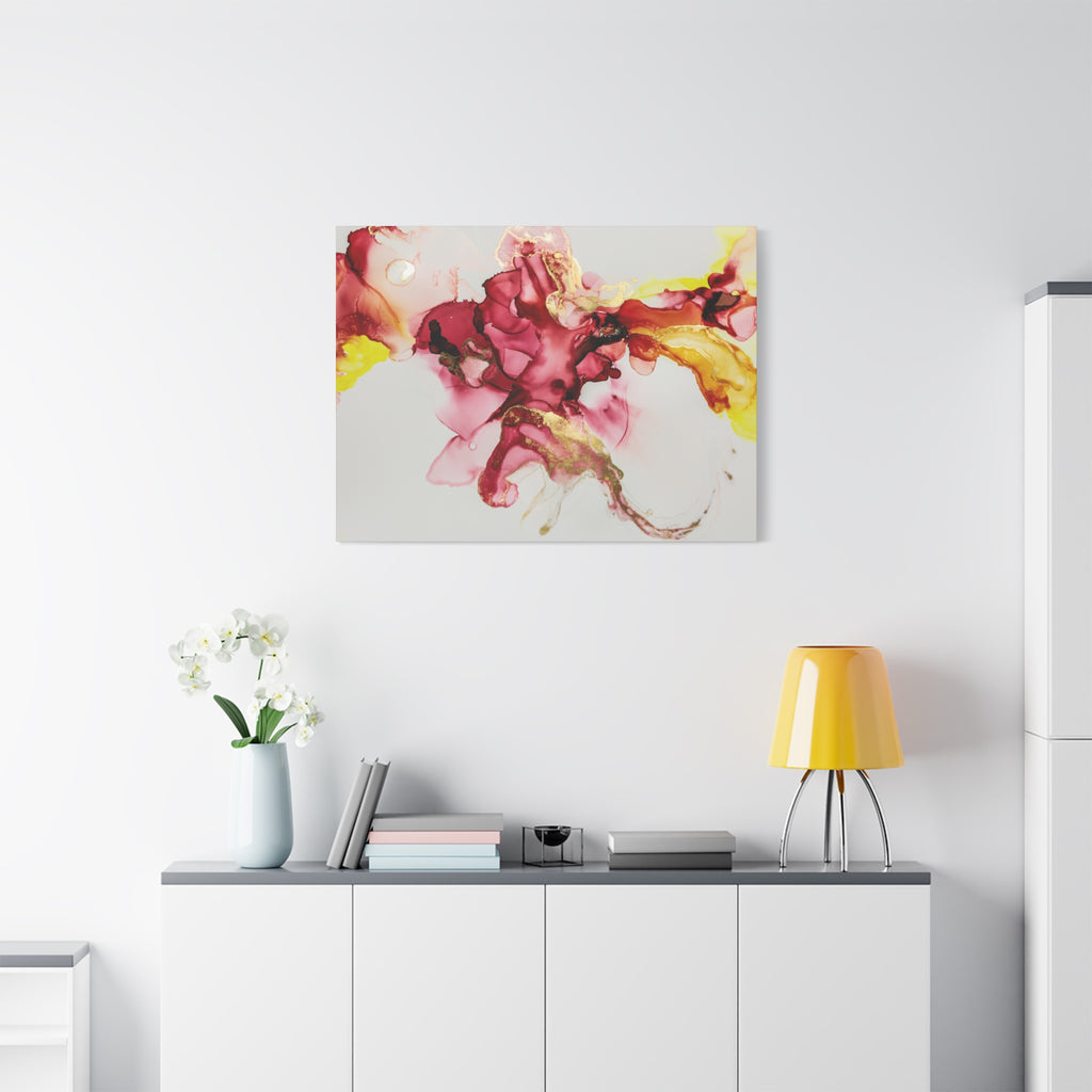 Abstract Pink & Gold Alcohol Ink Art Canvas Print — Matte Stretched Wall Art