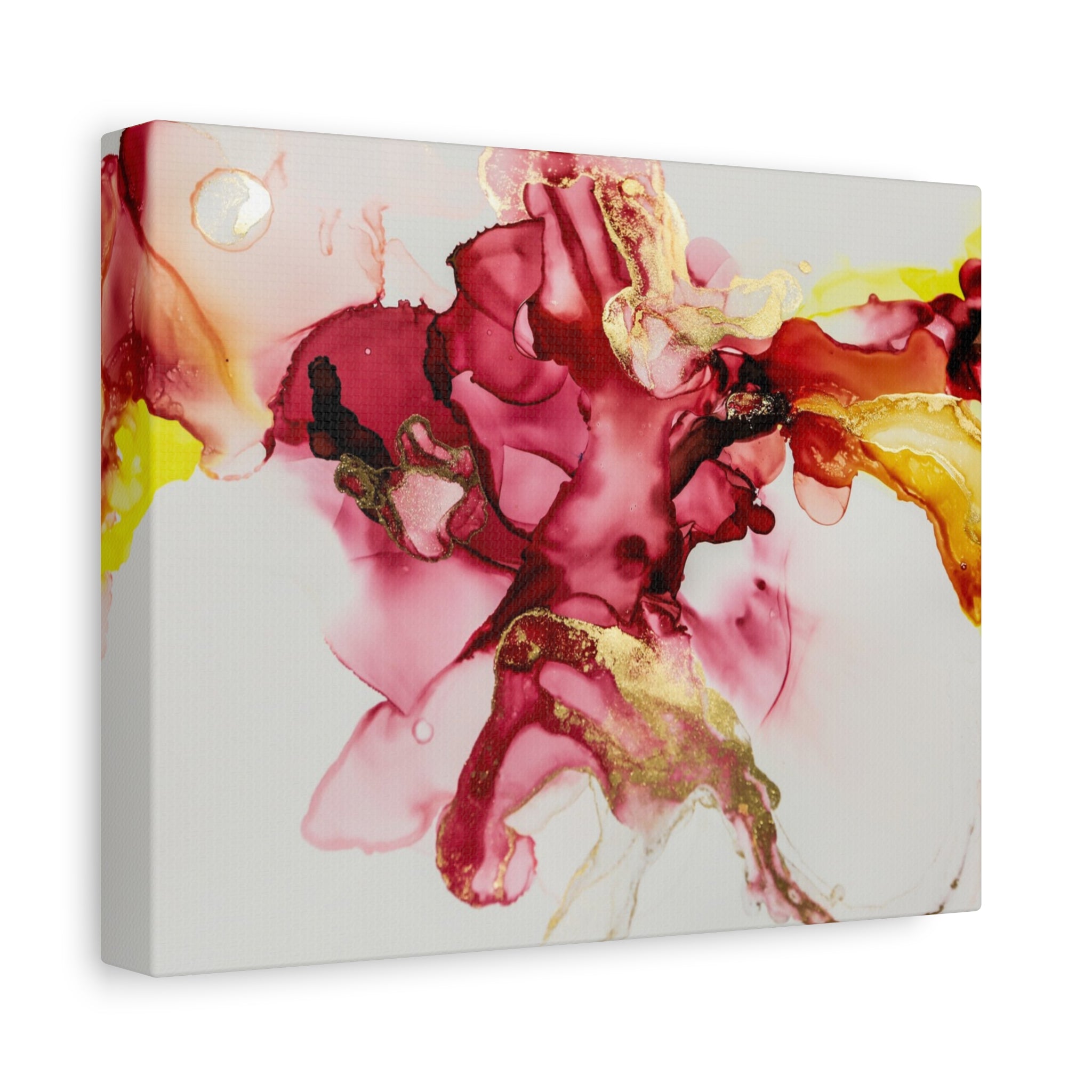 Abstract Pink & Gold Alcohol Ink Art Canvas Print — Matte Stretched Wall Art
