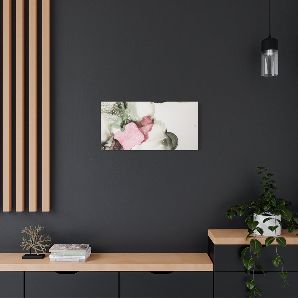 Abstract Pink & Sage Alcohol Ink Canvas Print — Modern Wall Art