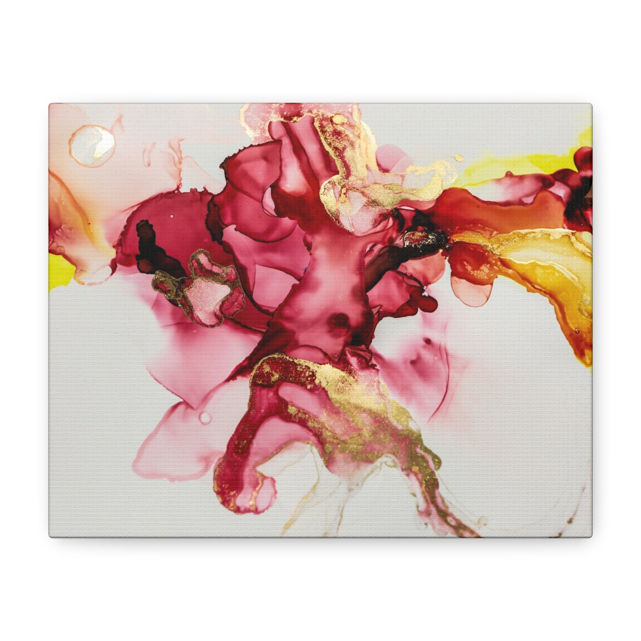 Abstract Pink & Gold Alcohol Ink Art Canvas Print — Matte Stretched Wall Art