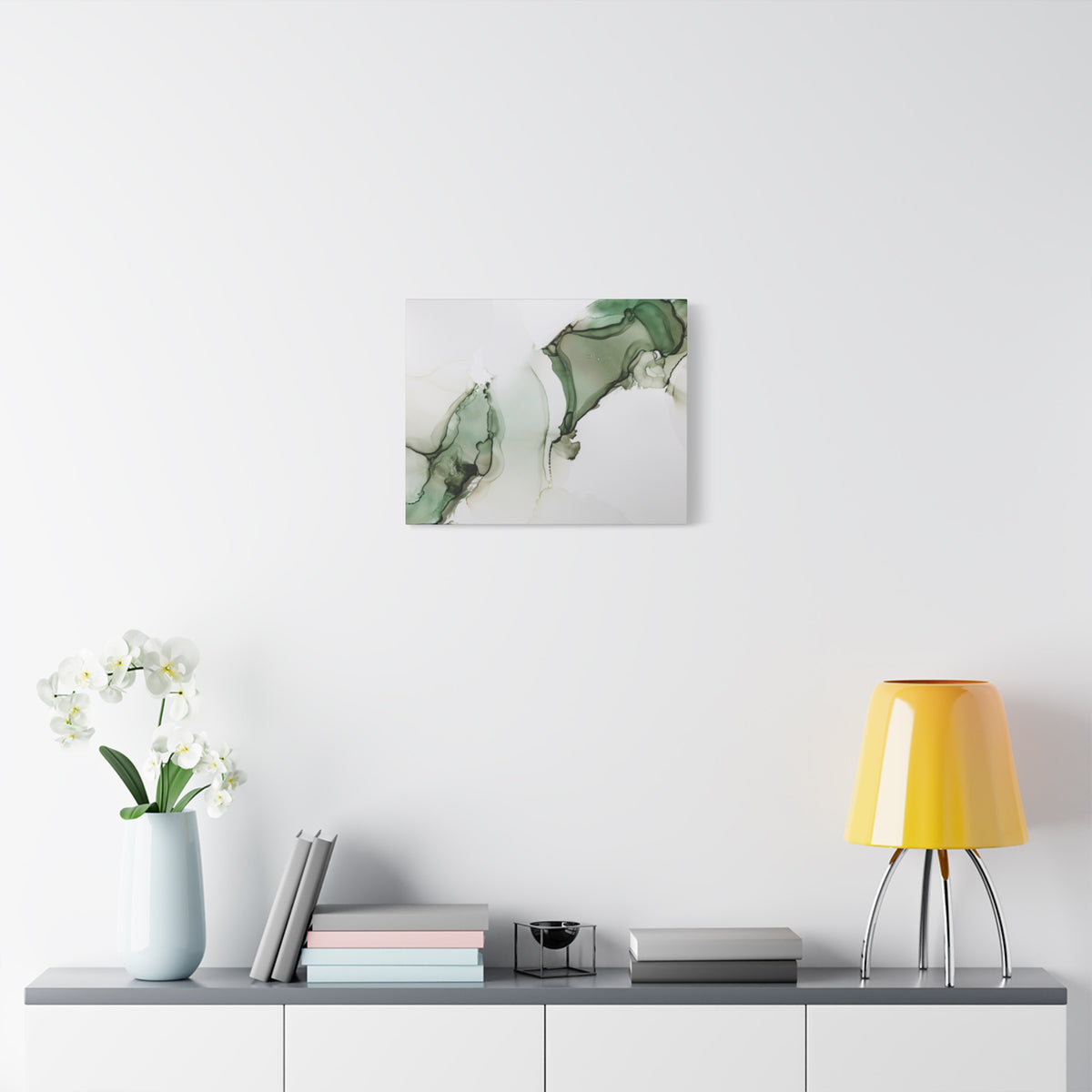 Green Ink Abstract Matte Canvas Print — Stretched 1.25" Wall Art