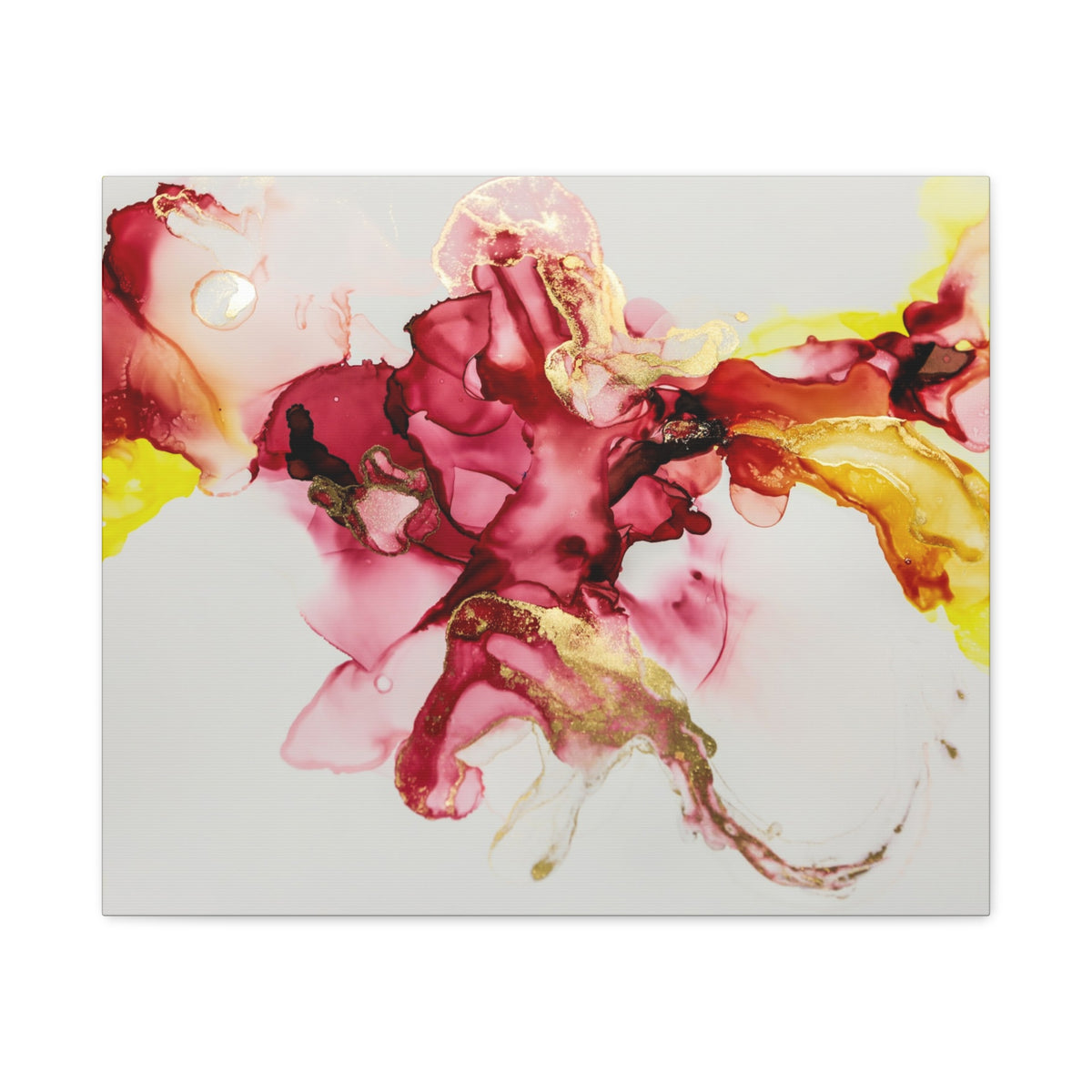 Abstract Pink & Gold Alcohol Ink Art Canvas Print — Matte Stretched Wall Art