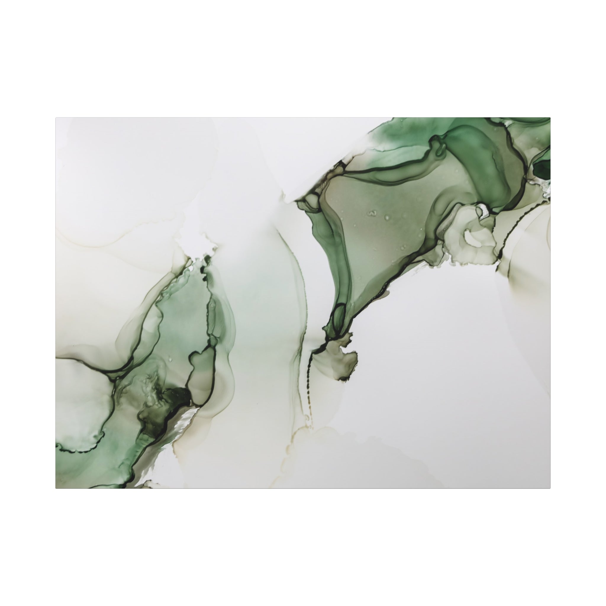 Green Ink Abstract Matte Canvas Print — Stretched 1.25" Wall Art
