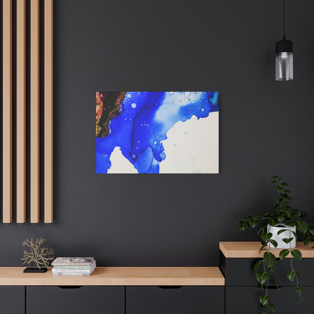 Abstract Blue Ink Art Canvas Print — Oceanic Fluid Painting