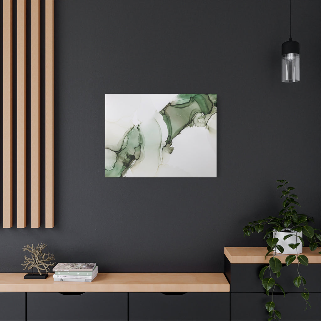 Green Ink Abstract Matte Canvas Print — Stretched 1.25" Wall Art