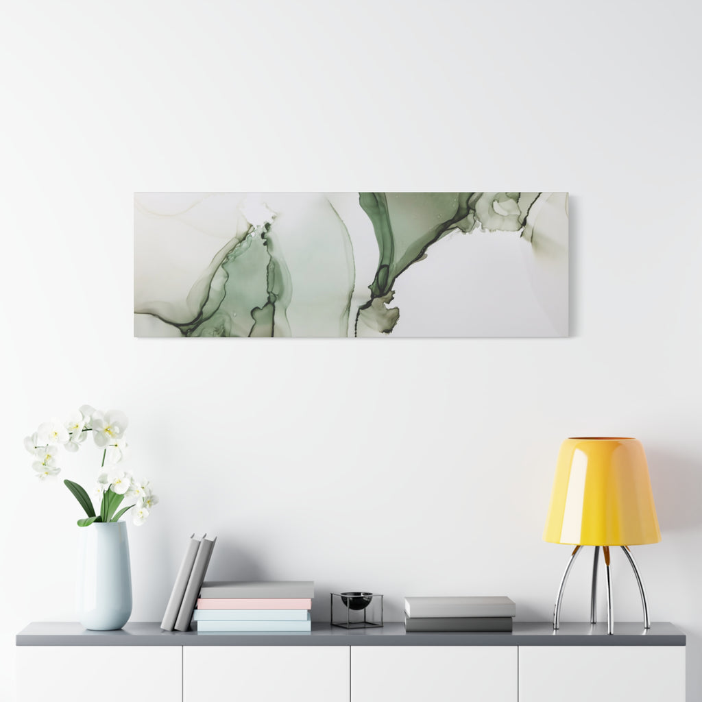 Green Ink Abstract Matte Canvas Print — Stretched 1.25" Wall Art
