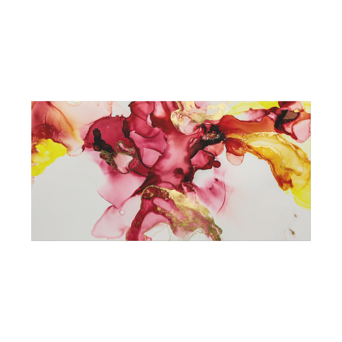 Abstract Pink & Gold Alcohol Ink Art Canvas Print — Matte Stretched Wall Art