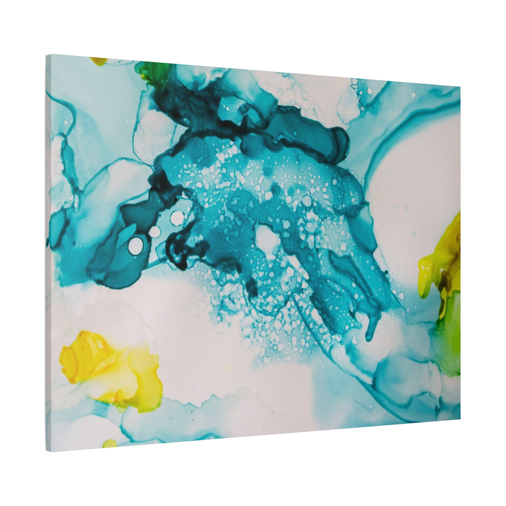 Teal & Yellow Abstract Fluid Art Canvas