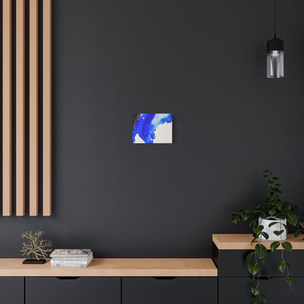 Abstract Blue Ink Art Canvas Print — Oceanic Fluid Painting