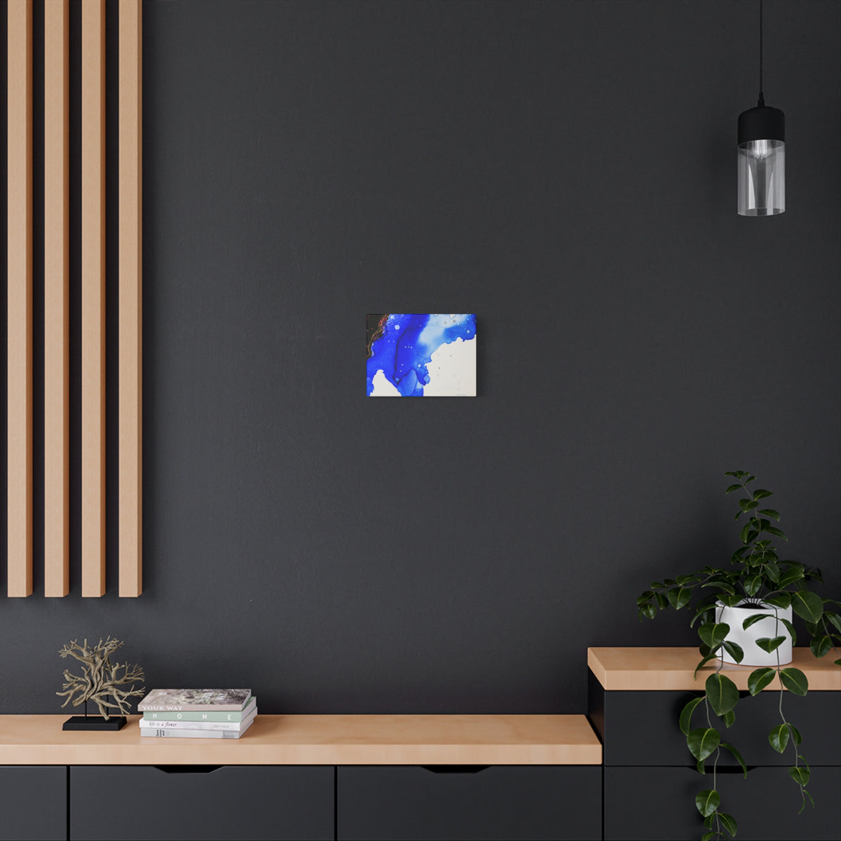 Abstract Blue Ink Art Canvas Print — Oceanic Fluid Painting