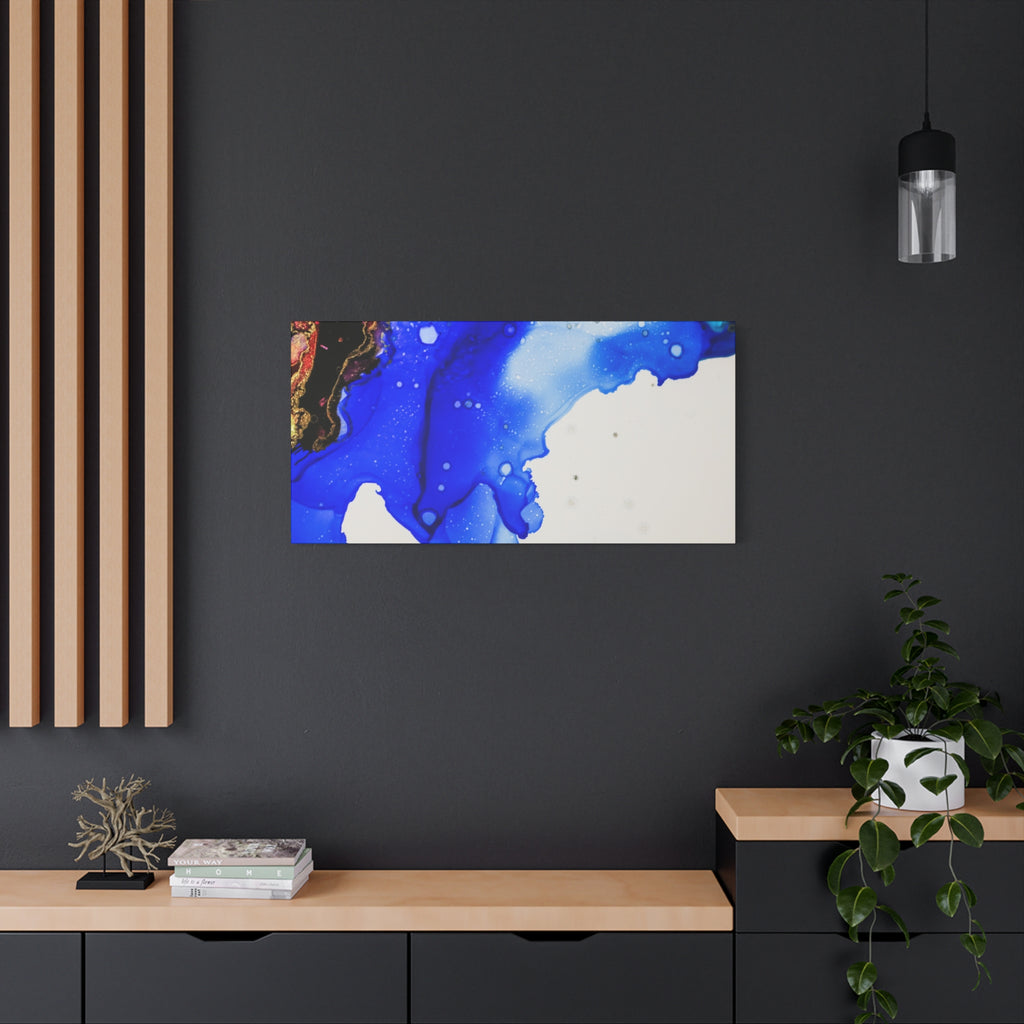 Abstract Blue Ink Art Canvas Print — Oceanic Fluid Painting