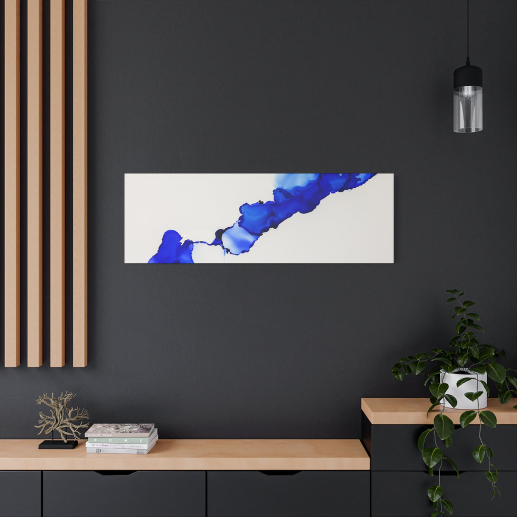 Blue Ink Abstract Matte Canvas Print — Stretched 1.25\"