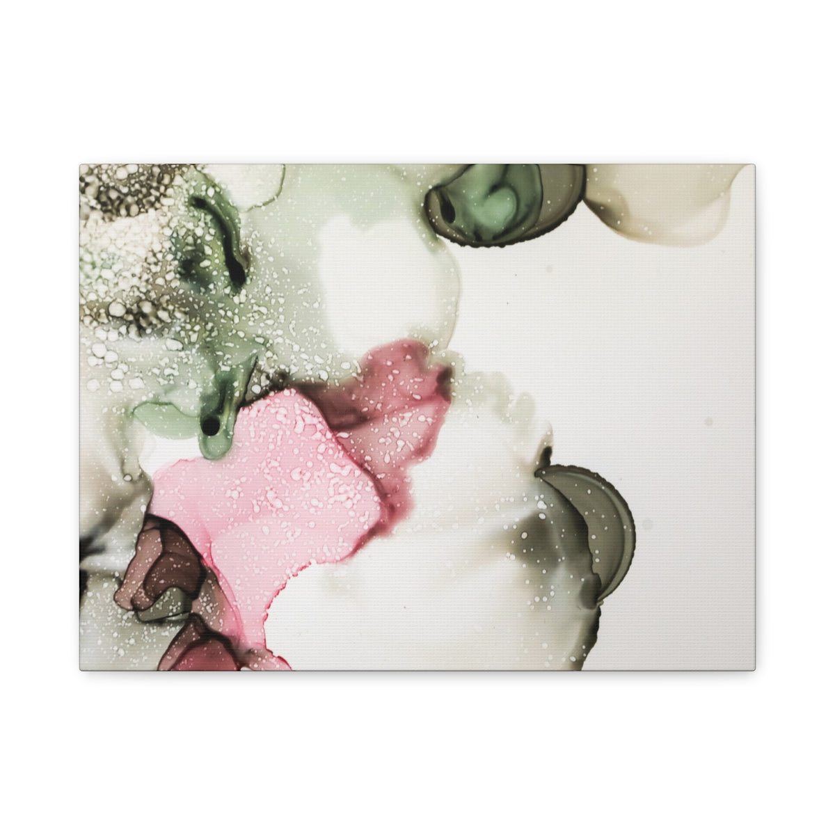 Abstract Pink & Sage Alcohol Ink Canvas Print — Modern Wall Art