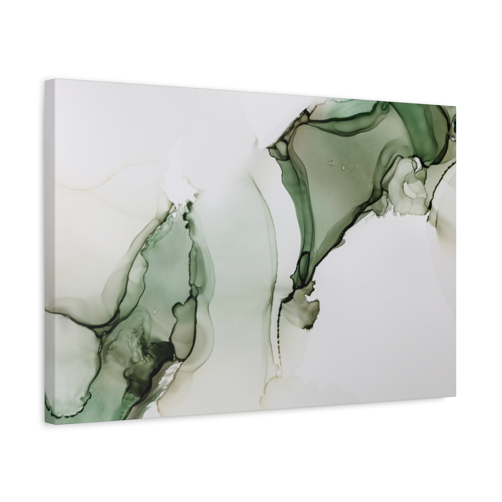 Green Ink Abstract Matte Canvas Print — Stretched 1.25" Wall Art