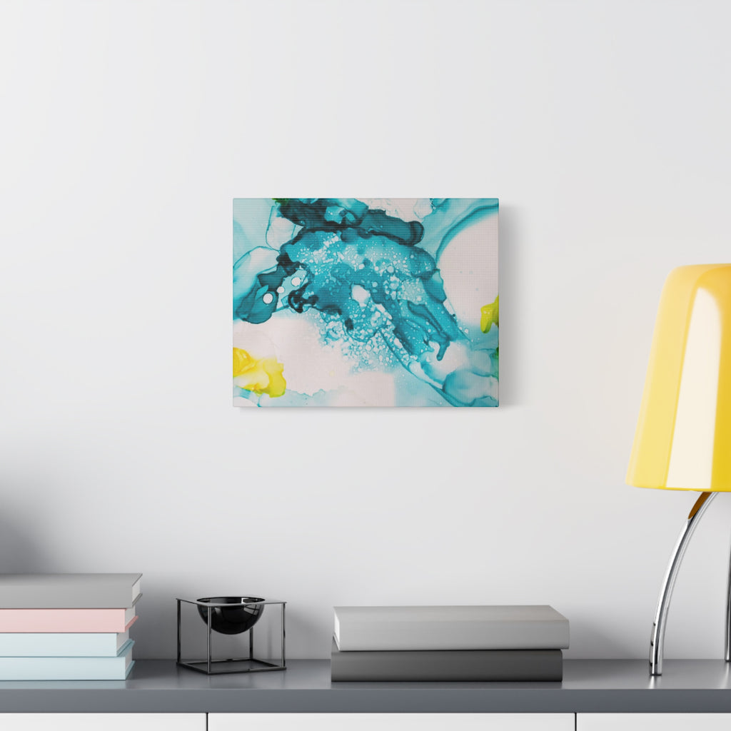 Teal & Yellow Abstract Fluid Art Canvas