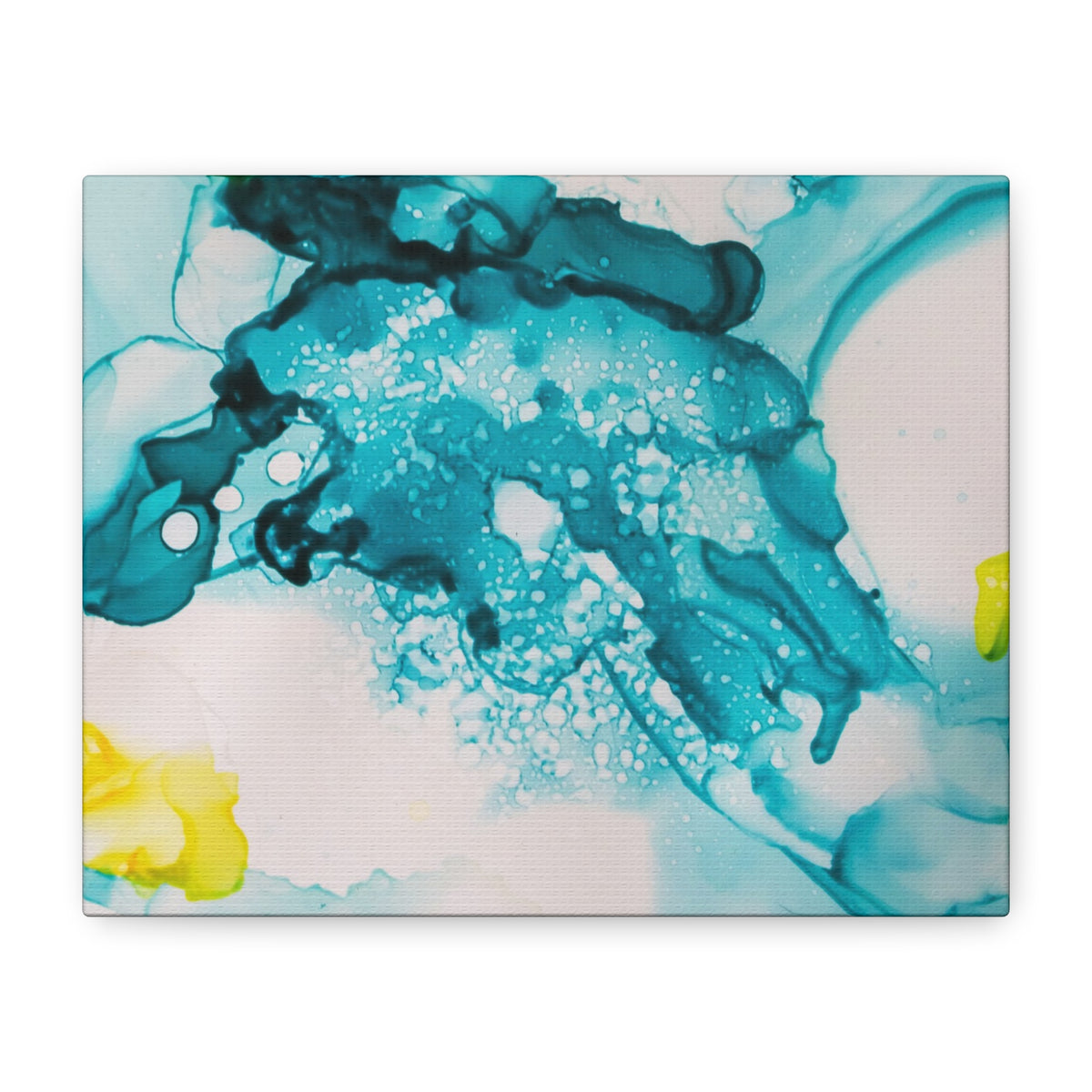 Teal & Yellow Abstract Fluid Art Canvas