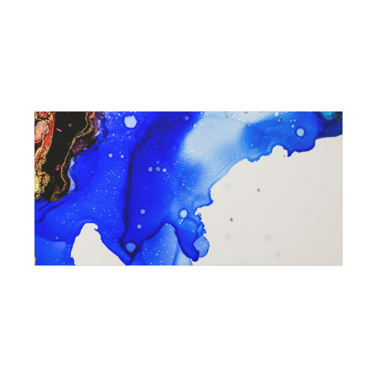 Abstract Blue Ink Art Canvas Print — Oceanic Fluid Painting