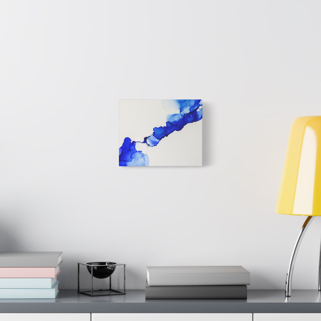 Blue Ink Abstract Matte Canvas Print — Stretched 1.25\"