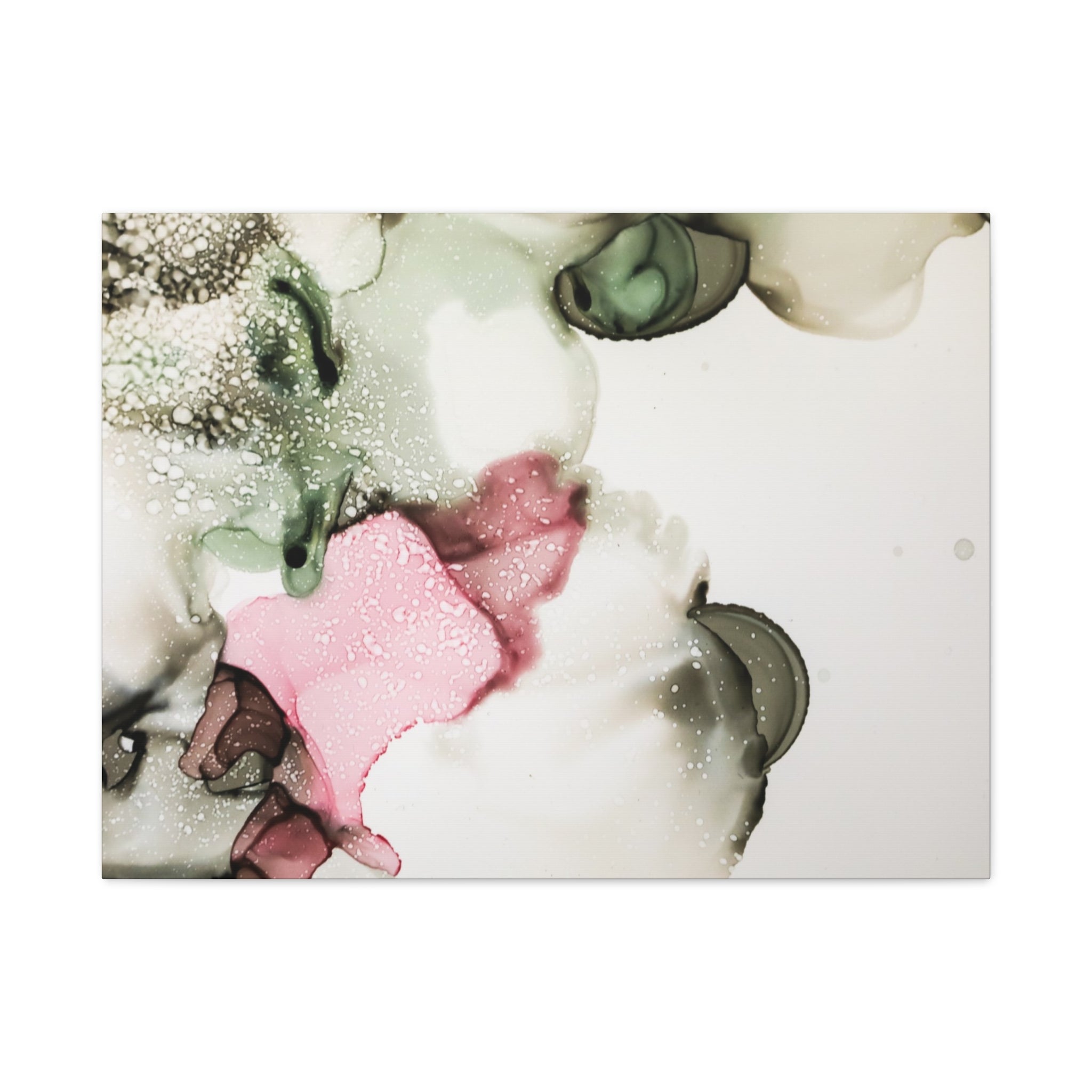 Abstract Pink & Sage Alcohol Ink Canvas Print — Modern Wall Art