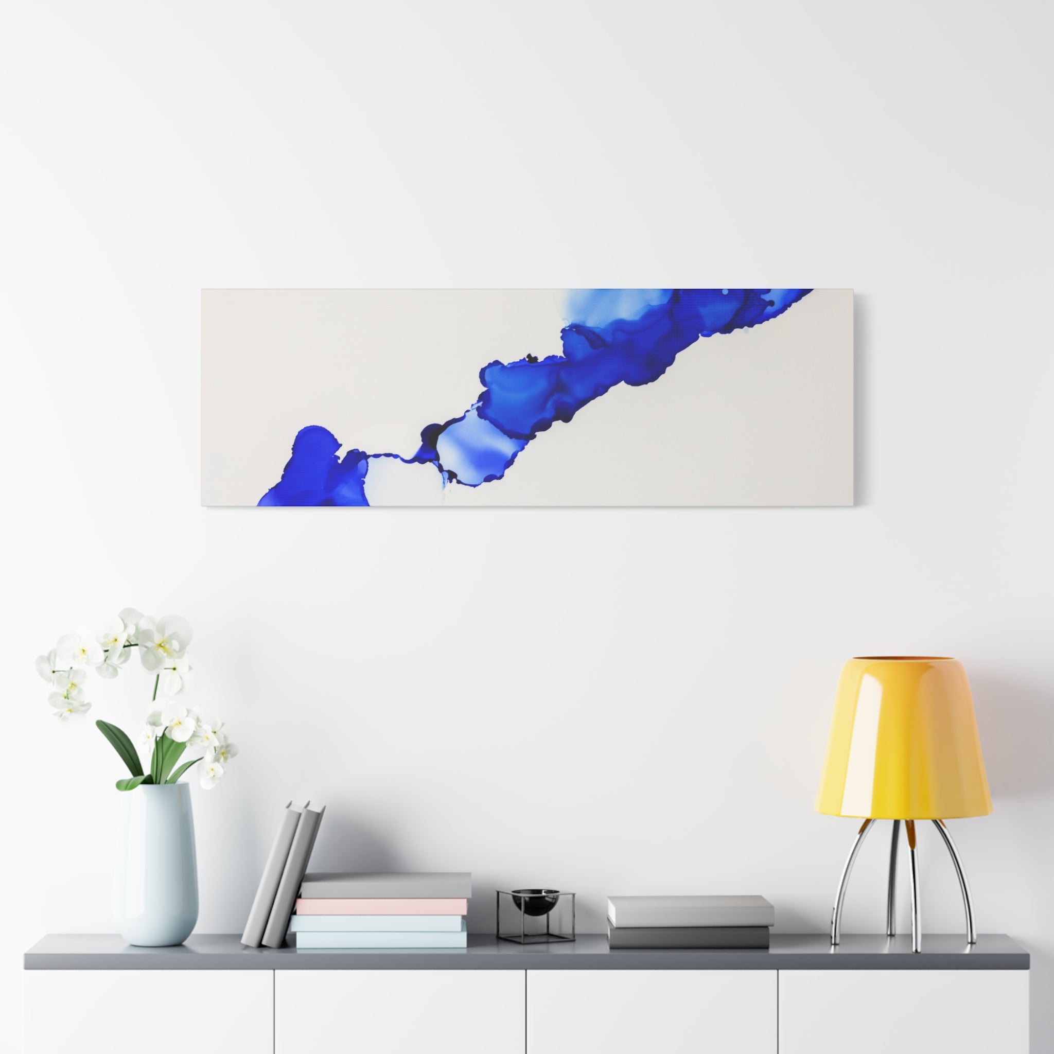 Blue Ink Abstract Matte Canvas Print — Stretched 1.25\"