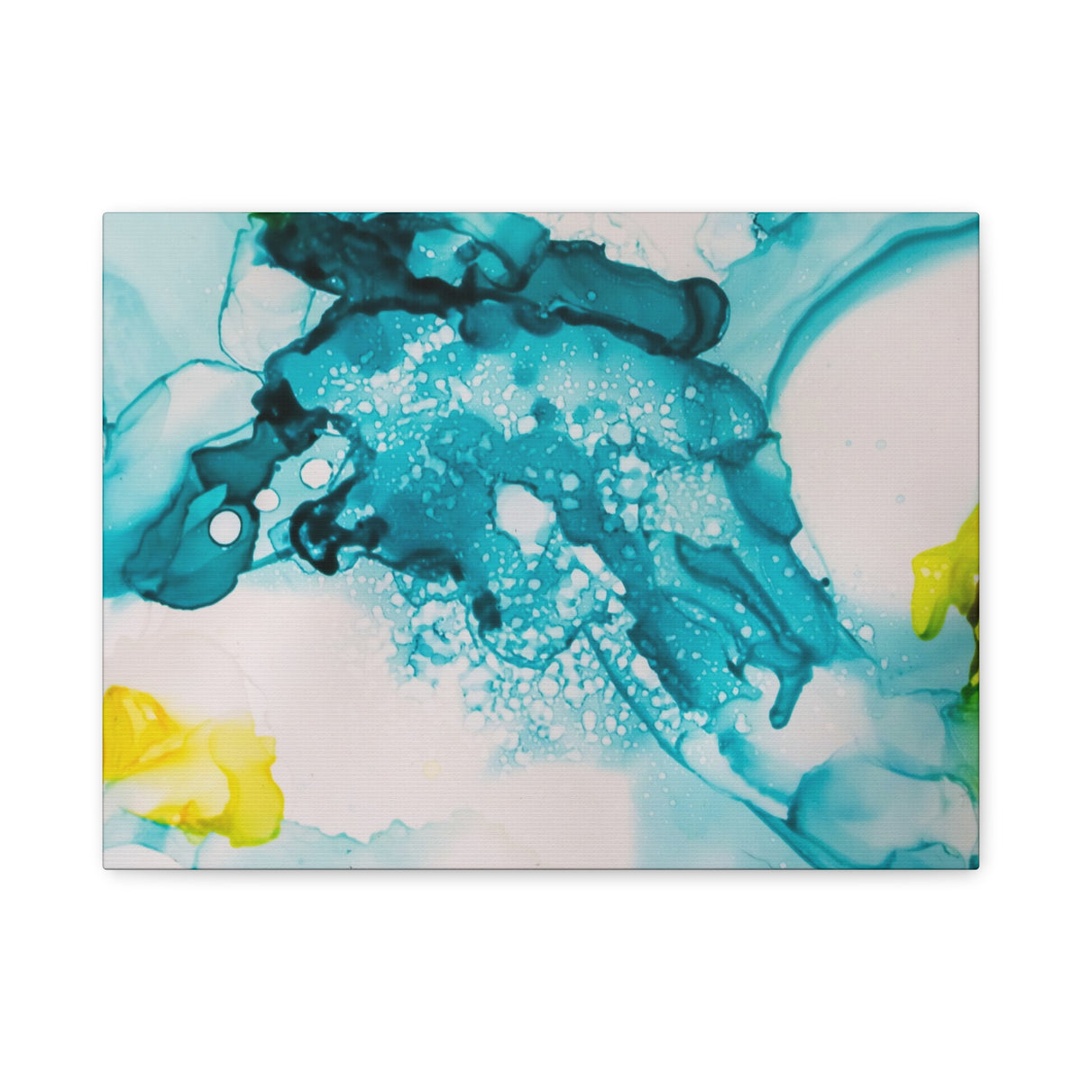 Teal & Yellow Abstract Fluid Art Canvas