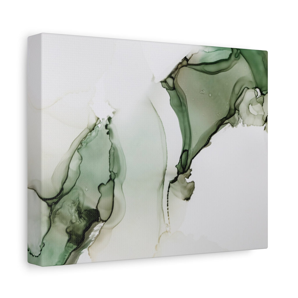Green Ink Abstract Matte Canvas Print — Stretched 1.25" Wall Art