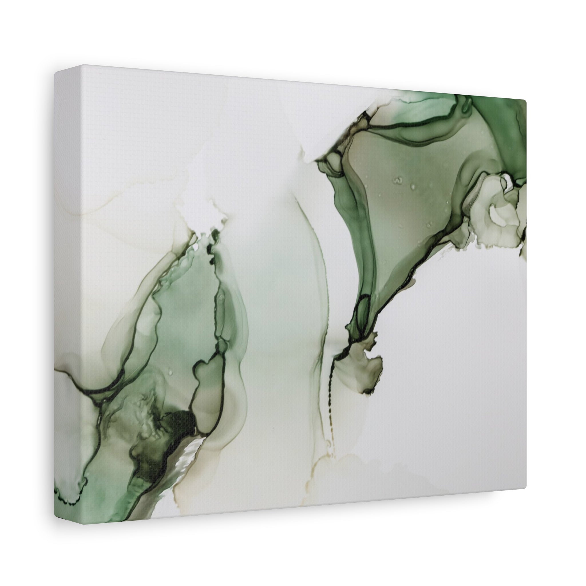 Green Ink Abstract Matte Canvas Print — Stretched 1.25" Wall Art